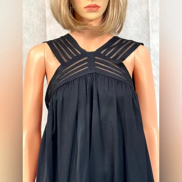 Max Studio Black Sleeveless Pleated Blouse